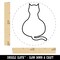 Cat Sitting Back Outline Self-Inking Rubber Stamp for Stamping Crafting Planners